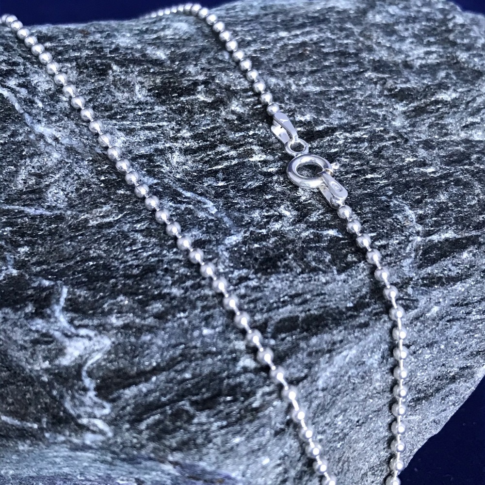 Delicate Italian 925 Silver Bead 1mm chain 18”